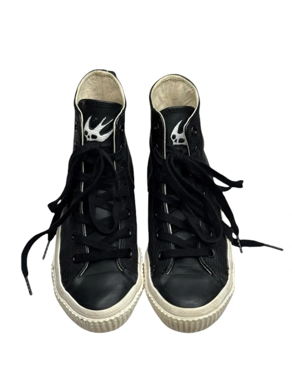 McQ Alexander McQueen ♔ Swallow Plimsoll High Top Leather Sneakers ♔ Black ♔ 38